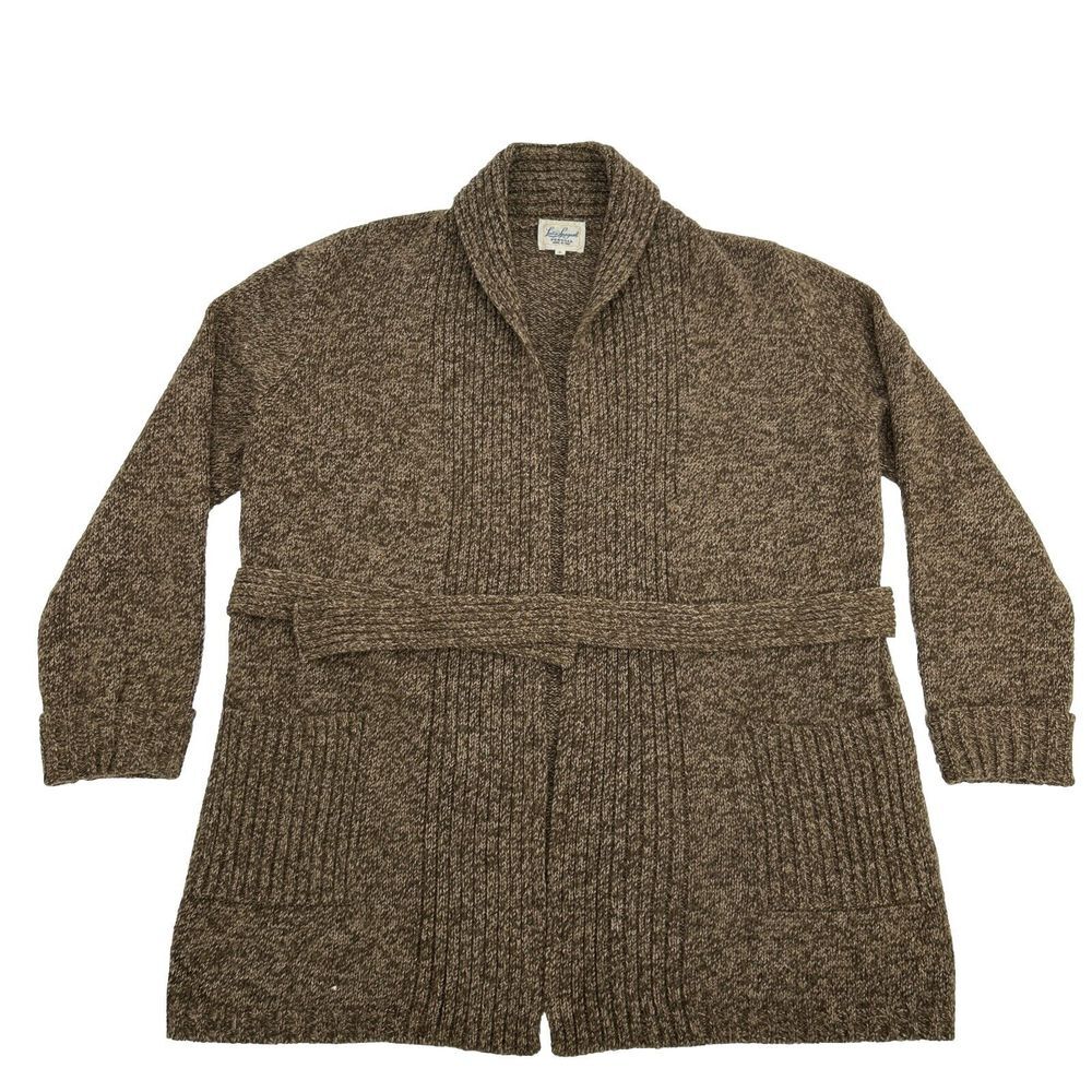 Luisa Spagnoli Sweater Women's S Brown Perugia‎ Open Front Knit Cardigan Belted